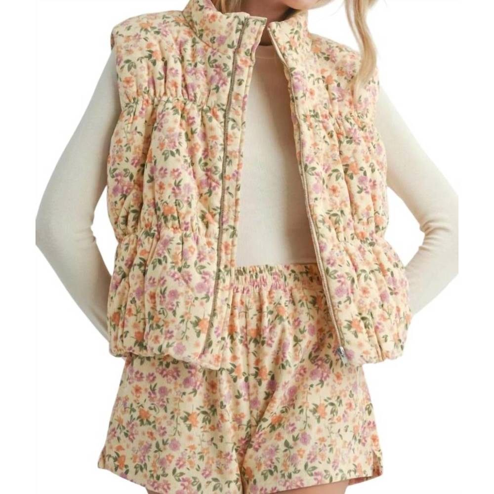 NEW SADIE & SAGE plantlover puffer vest in floral - Picture 2 of 4